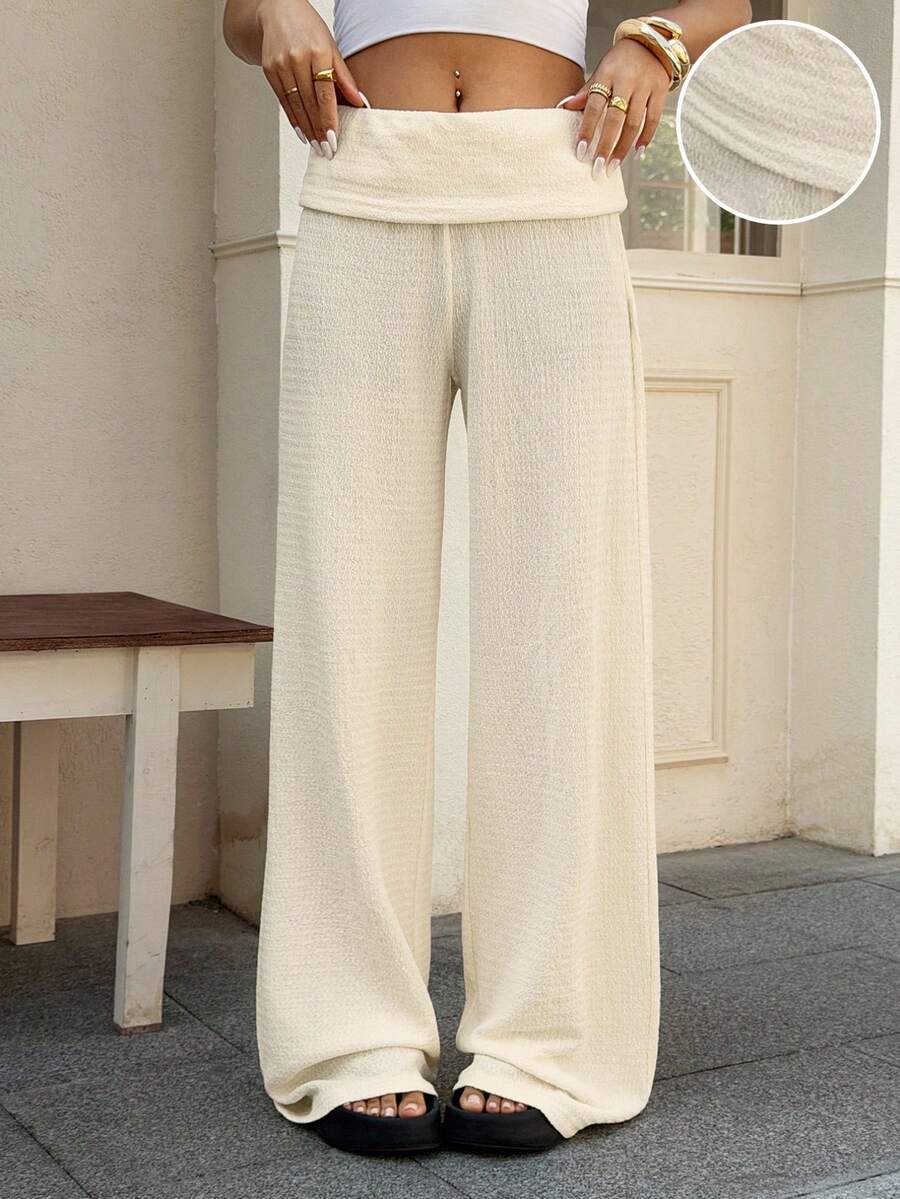 Muchica Women's Casual Solid Color Straight Leg Pants - Apricot - View 1