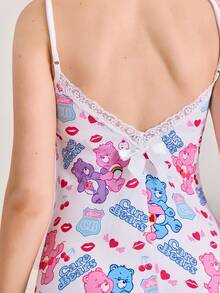 SHEIN X Care Bears Áo ngủ hai dây in hình hoạt hình dành cho nữ - trắng - Xem 3