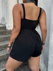 Whyspr Mono casual de uso diario con decoración de remaches para mujer de talla grande - Negro - Ver 2
