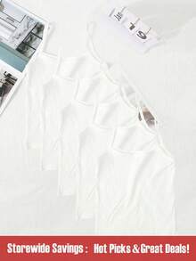 SHEIN 5pcs/Set Tween Girl Casual Solid Color Comfortable Camisole Underwear - White - View 1