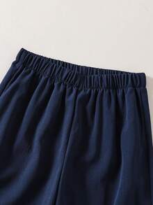 Sparklyn Girls Striped Bow Camisole Top And Straight Leg Pants Summer Vacation Outfit - Navy Blue - View 7