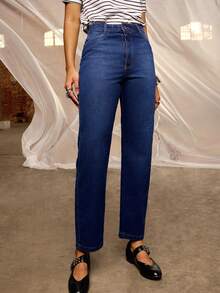 Daynim Quần jean ống đứng cạp cao - Rửa trung bình - Xem 6