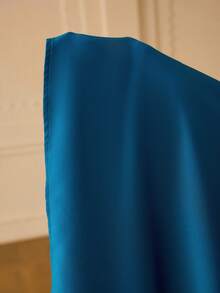 ZEYLAH Knit Satin Lace Patchwork A-Line Dress, Spring/Summer - Teal Blue - View 7