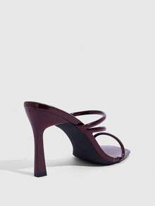 CUCCOO SZL Sepatu Wanita Musim Semi dan Musim Panas Terbaru, Sandal Stiletto Bergaris Burgundy Ujung Persegi, Modis, Sederhana dan Serbaguna, Seksi untuk Pesta dan Perjamuan - ! merah anggur - View 3