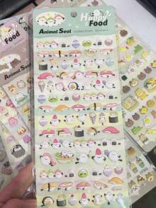 MINKOJA 1张3D迷你动物贴纸 快乐食物系列 返校季，返校用品 - 彩色 - 查看 6