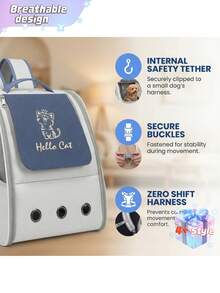 适用于体重低于 15 磅的小猫和小狗的宠物航空箱 - 可机洗牛津布 - 航空认证宠物运输航空箱（透气设计、安全背带、扣环、可折叠），专为旅行、远足和户外活动而设计，包含衬垫配件。 - 彩色 - 查看 2