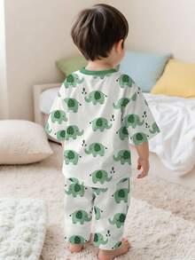 Baby Boy Cartoon Pattern Casual Lounge Set, Loose Fit Suitable For Summer - Multicolor - View 2