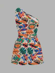 Slaydiva Spring/Summer New Western/Boho Style Jumpsuit, Suitable For Music Festivals, Easter, Nashville, Birthday Parties, Graduation, Student Wear, Casual Daily, Vacation, Cruise Travel, Beach, Sunbathing, Trending Knot Front Cinched Waist Sleeveless Textured Fabric Slimming White Women Jumpsuit - Multicolor - View 5