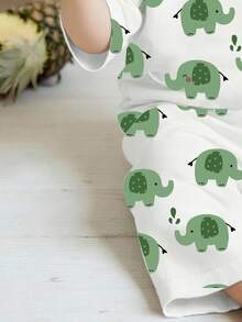 Baby Boy Cartoon Pattern Casual Lounge Set, Loose Fit Suitable For Summer - Multicolor - View 4