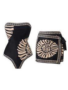 Swim Oasis Traje de baño de 2 piezas tipo tankini con bandeau y estampado para mujer, para primavera/verano - Multicolor - Ver 3