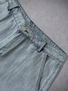 Manfinity EMRG Men's Casual Washed Denim Shorts, Summer - Blue - View 5