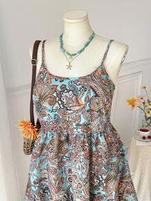 Comfortcana 大码波西米亚印花A字休闲度假连衣裙，春夏款 - 彩色 - 查看 8