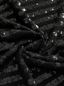 ROMWE J-Fashion Sexy Sequin Embroidered Mini Dress For Music Festival Party - Black - View 4