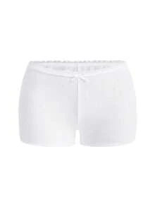 Ocili 100% Cotton Solid Color Textured Comfortable Women's Boyshort Panties Shorts Comfy - White - View 8