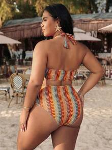 Swim Vcay Bộ đồ bơi thời trang gợi cảm in họa tiết VCAY cỡ lớn mới dành cho nữ, thích hợp cho kỳ nghỉ biển. - Cà phê nâu - Xem 2