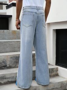 GALLERY FADE Men's Ripped Flared Jeans - Light Wash - View 2