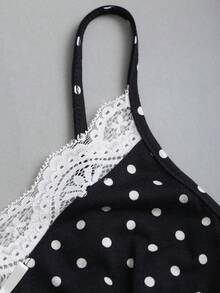 Sweetra Women's Cute Black And White Polka Dot Summer 1960s Vintage Mini Dress,Elegant Night Out Party Beach Resort Ruffled Dress With Bow,A-Line Silhouette - Black and White - View 7