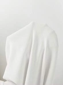 SHEIN 新款复古浪漫度假欧美风高端设计方领露背性感米色针织修身中长连衣裙，饰有精致荷叶边下摆，无袖，休闲百搭；简约纯色个性高腰紧身派对鸡尾酒会针织毛衣连衣裙，女士款 - 白色 - View 6