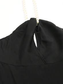 Trelyra Elegantes Damen-Kleid mit Halskrause und Tortendekor - Schwarz - Übersicht 3