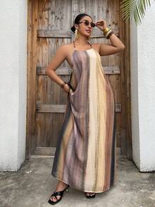 Livesso Beaded Tie Dye Dress, Vacation Style, Plus Size, Spring/Summer Sundress Boho - Multicolor - View 2