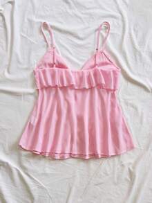 Soleia 女士春夏度假风花卉串珠刺绣荷叶边V领系带吊带背心，适合海滩、邮轮、公路旅行、假日、约会、下午茶、音乐节、波西米亚风、海滩度假、海岛度假、海滩度假村、音乐节等场合，四季皆宜，日常通勤也可穿着。 - 粉色 - 查看 2