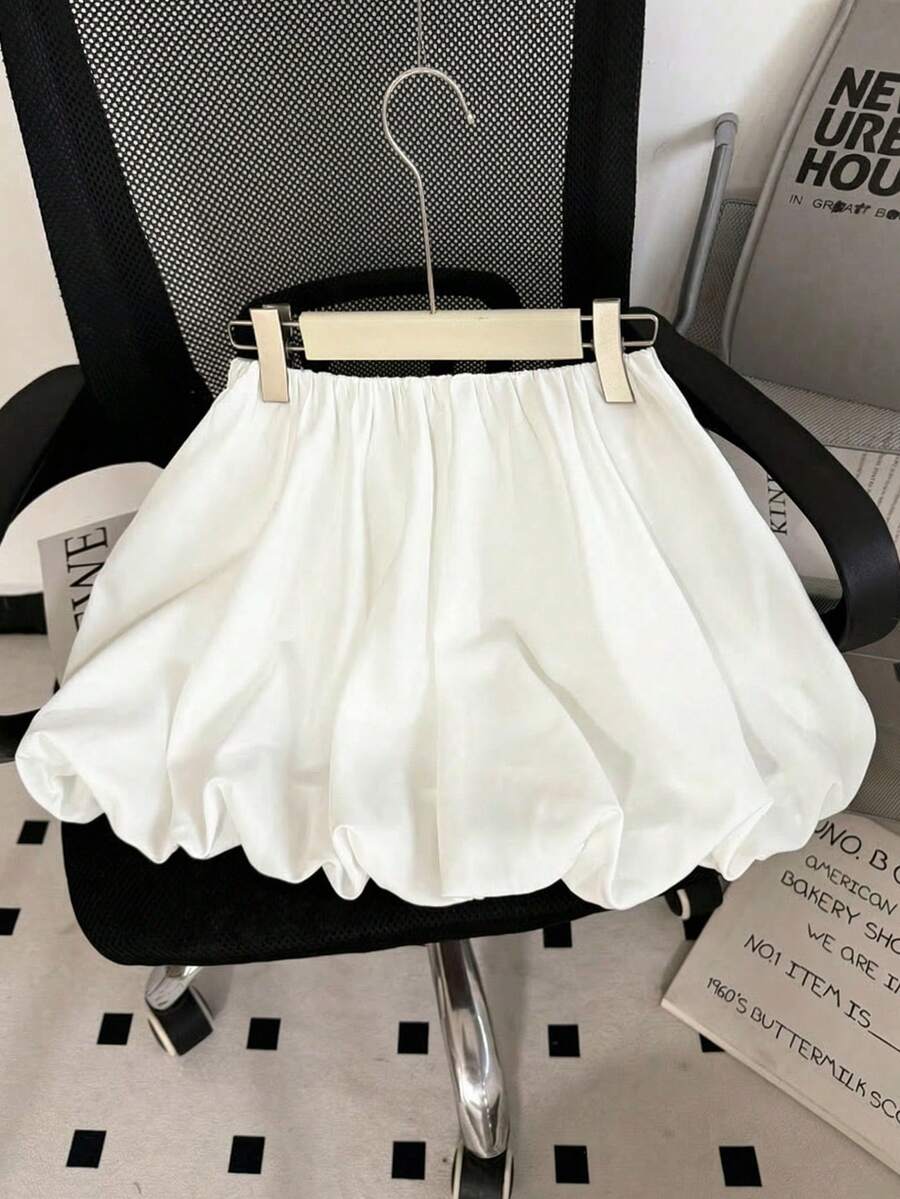 SHEIN 少女夏季休闲度假白色高腰迷你碎花裙 - 白色 - 查看 1