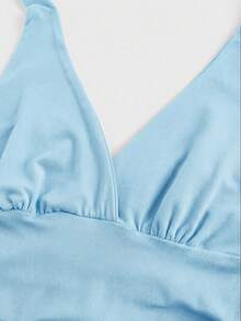 ROMWE Grunge Punk Y2K Leopard Print Halter Neck Tank Top For Women - Baby Blue - View 3