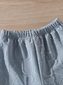 SHEIN Genkimix Kids Bộ đồ hè 2 món cho bé trai, gồm áo thun ngắn tay có mũ trùm đầu bằng vải dệt họa tiết và quần short phối màu tương phản, thiết kế thể thao phù hợp cho mặc hàng ngày, đi nghỉ mát, chơi thể thao, đi học, nghỉ lễ. - Màu xanh nhạt - Xem 7