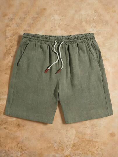  HIMLAND Men's Casual Solid Color Drawstring Waist Slant Pocket Shorts, Summer ,Men's Sage Green Linen Beach Shorts ,Comfortable Elastic Waist Drawstring Summer Pants ,Lightweight Breathable Vacation Outfit Men ,Casual Solid Color Lounge Shorts With Pockets ,Relaxed Fit Knee Length Shorts For Guys ,Soft Texture Washed Linen Look Shorts ,Men's Linen Shorts, Elastic Waist Drawstring Casual Summer Beach Pants ,Lightweight Sage Green Lounge Bottoms With Pockets ,Perfect For Beach Or Home ,Breathable Linen Look Shorts ,Men's Sage Green Linen Texture Shorts For Husband Boyfriend Gift Simple Fashion Commuting  Summer