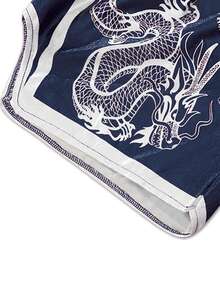 PAVTROS Bộ quần short liền thân Manfinity Streetrush dành cho nam, cạp chun, độ co giãn cao, kiểu dáng cạp cao và ngắn, siêu ngắn, vải bóng với họa tiết "Rồng hổ đen trắng", quần đùi boxer kiểu Thái, quần short thể thao casual bóng rổ, xẻ tà hai bên, đang rất hot trên , trang phục thường ngày năng động, đi làm và đi nghỉ mát, lựa chọn hàng đầu làm quà tặng cho bạn trai và chồng, trang phục đôi. - Màu xanh hải quân - Xem 3