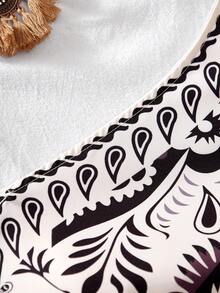 Summer Tops Teen GirlMinimalist Printed Asymmetric Shoulder Tank Top Bohemela Top - Black and White - View 3