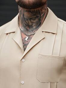 SLATEMANN Men's Woven Shirt Set With Pleated Pocket Design, Fashionable For Daily Wear - Multicolor - View 5