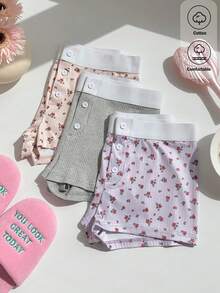 Comfortcana 2026春夏女式棉质印花多件套短裤套装，适合冬季、复活节、派对、海滩、婚礼、毕业典礼等场合，风格优雅、休闲、度假、运动、正式、Y2K、商务，饰有亮片、流苏、荷叶边、花朵和图案。 - 彩色 - 查看 8