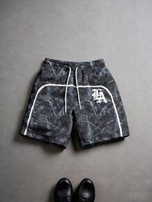 Manfinity EMRG Quần short nam in chữ, cạp chun, kiểu dáng thường ngày, đa năng, có dây rút. - Nhiều màu - Xem 1