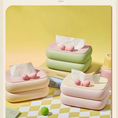 1个可爱多巴胺色纸巾盒，适用于客厅、茶几、桌面、办公室、卧室、家居装饰