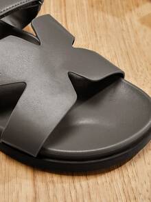 SHUZIA Dép lê đế cao màu xám H Architectural dành cho nam - Đế PU hình học & chống trơn trượt | Thiết kế hở mũi, thích hợp cho những chuyến dạo chơi từ khu nghỉ dưỡng đến thành phố. - Xám - Xem 5