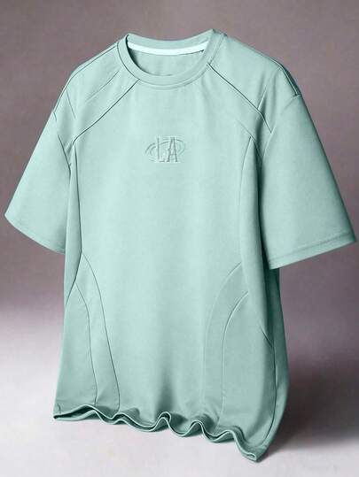 STYNVO Men's Letter Embroidery Graphic Round Neck Casual Versatile Daily Wear Short Sleeve T-Shirt