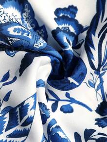 Vivid Eden Mono informal con estampado floral de talla grande - Azul y blanco - Ver 12