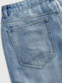 ROMWE MEN Patch Distressed Casual Loose Fit Men's Denim Shorts - Blue - View 6