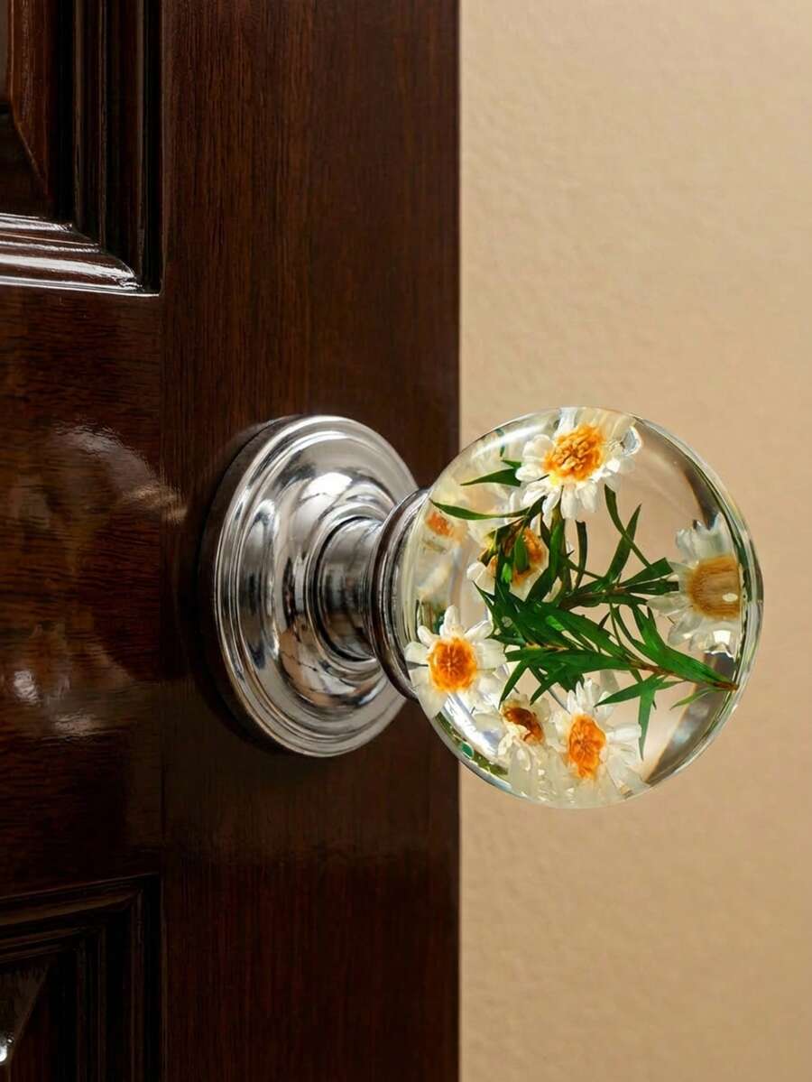 Cirelle Manijas de puerta con bola de cristal incrustada en resina, manijas de resina creativas y elegantes para gabinetes y armarios, adecuadas para uso doméstico. - Multicolor - Ver 1