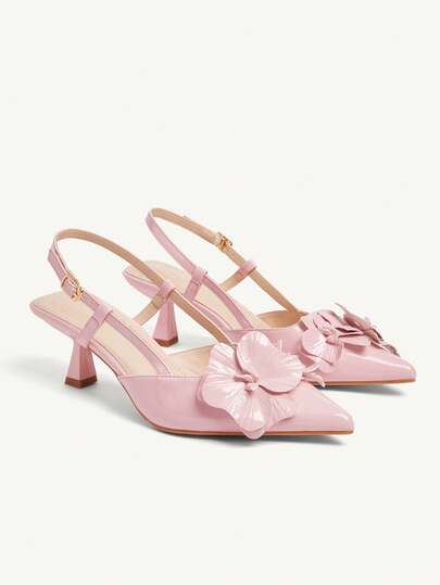 CUCCOO CHICEST Zapatos de tacón alto de punta fina y elegantes de estilo romántico para mujer, zapatos de cuero patentado rosa pálido para el té de la tarde y citas, verano