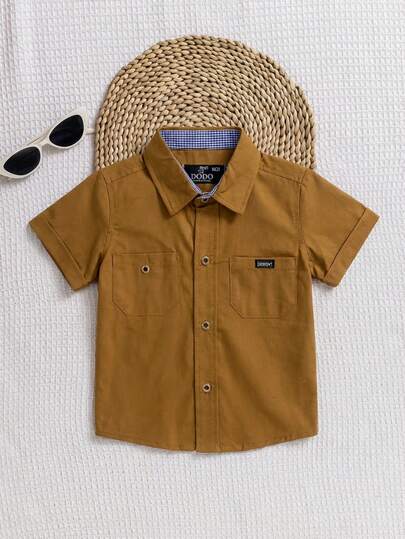Camisa Niño Manga Corta con Bolsillos Estilo Clásico