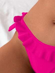 Swim Basics Women's Solid Color Ruffle Hem Swimwear Bottom - Hot Pink - View 5