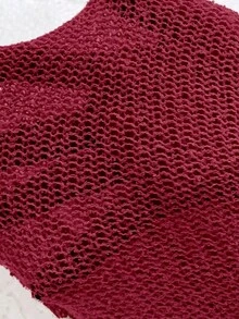 EMERY ROSE Áo len nữ trơn màu, cổ tròn, tay lỡ 3/4, dáng rộng, phong cách thường ngày. - Màu Đỏ Sâu - Xem 8