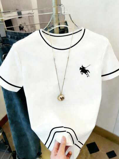 Resyla 圆领撞色休闲舒适日常短袖T恤