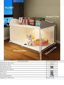 1pc Indoor Cat Cage With Litter Box, 1 Room 1 Bathroom, Suitable For Kittens And Small Cats, Space-Saving Cat Villa - Multicolor - View 3