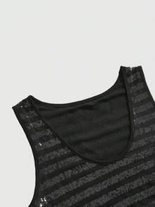 ROMWE J-Fashion Sexy Sequin Embroidered Mini Dress For Music Festival Party - Black - View 3