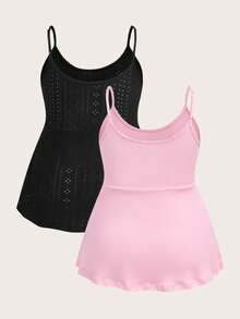 Conjunto de top de tirantes en negro y blanco talla grande - Rosa - Ver 9