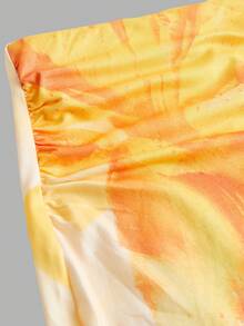 SHEIN 少女休闲日常方领短袖上衣和打底裤套装，水洗面料，方领修身吊带背心搭配半身裙 - 彩色 - 查看 4