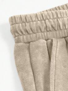 ROMWE MEN Casual 男士夏季休闲度假时尚街头扎染抽绳腰短裤 - 杏色 - 查看 5